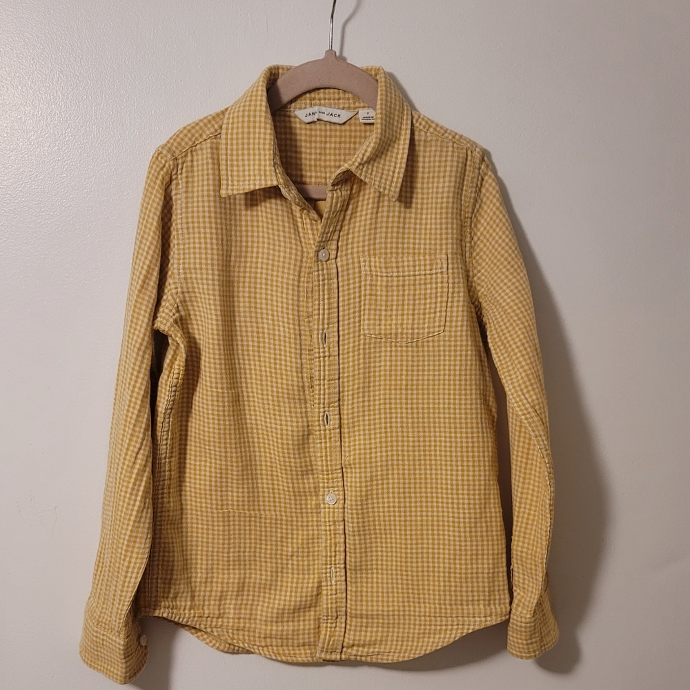 Janie and Jack Mustard Checkered Shirt